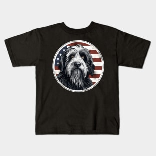 Patriotic Bearded Collie Kids T-Shirt